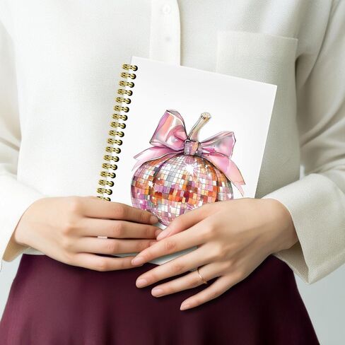 Brrnyoi Fall Disco Pumpkin Notebook Journal 5.5x8.3 ، Coquette Pink Bow Glam Pumpkin Journal ، Preppy Girly Autumn Seasonal Hardcover Notebooks for note take in Saudi Arabia