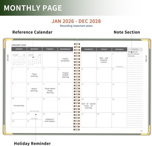 Monthly Planner 2026-2028 Hardcover with Metal Corner 3 Year Calendar 2026-2027-2028 Monthly Calendar Planner 36 Months from Jan 2026-Dec 2028,Large Size 8.5 x 11 Gradient Black for School, Office, Home Planning in Saudi Arabia