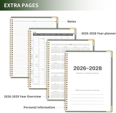 Monthly Planner 2026-2028 Hardcover with Metal Corner 3 Year Calendar 2026-2027-2028 Monthly Calendar Planner 36 Months from Jan 2026-Dec 2028,Large Size 8.5 x 11 Gradient Black for School, Office, Home Planning in Saudi Arabia