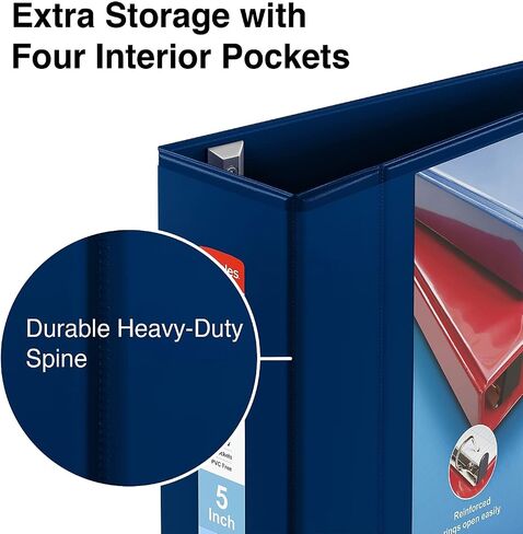Staples Staples ثقيلة 5 بوصات 3 حلقات الموثق مع حلقات D وأربعة جيوب داخلية ، أزرق بحري ، 2/حزمة (ST60407-CCVS) in Saudi Arabia