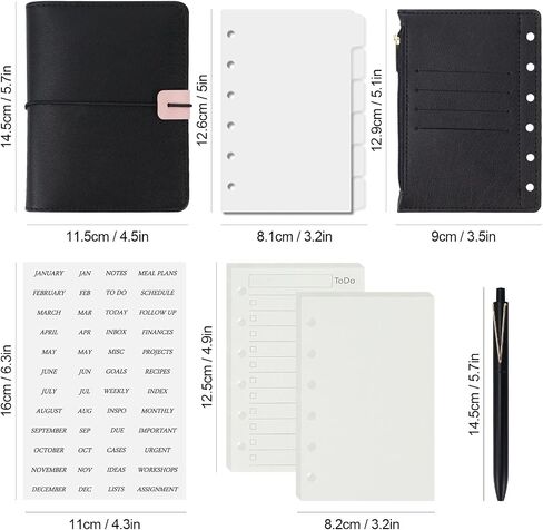 A7 Binder Binder Planner Notebook 6 Ring ، منظم جلدي محمول مع جيب سحاب ، وأوراق إعادة الملء والفارغ الفارغة ، والفاصل ، والملصق الشهري ، والقلم ، والطلاب ، والمهنيين ، والسفر (Sky Blue & Pink) in Saudi Arabia