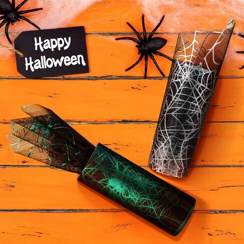 4 Rolls Halloween Glitter Tulle Roll Glitter Tulle Netting Roll Tulle Fabric Roll Orange Shimmer Color Ribbon for Halloween Decoration, 5 Inch x 10 Yards in Saudi Arabia