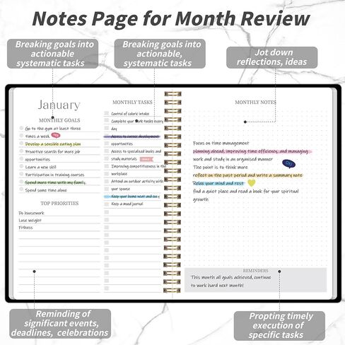 2026-2027 Monthly Planner - 2 Year Monthly Planner 2026-2027, Hard Cardboard Cover, Jan 2026 - Dec 2027, 7.5" x 10", 2 Year Calendar with 24 Month, Twin-wire Binding, Note Pages in Kuwait