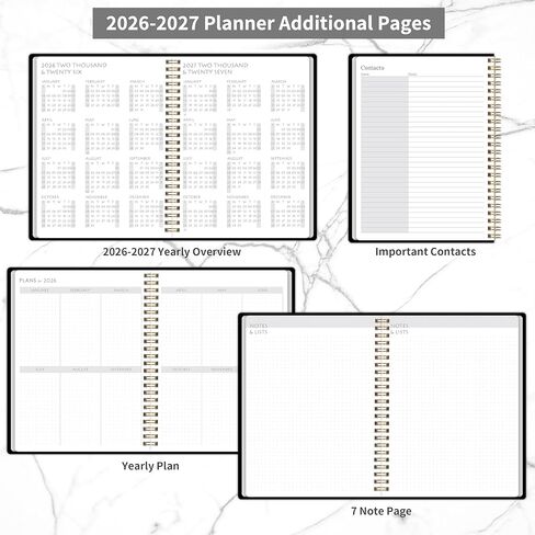 2026-2027 Monthly Planner - 2 Year Monthly Planner 2026-2027, Hard Cardboard Cover, Jan 2026 - Dec 2027, 7.5" x 10", 2 Year Calendar with 24 Month, Twin-wire Binding, Note Pages in Kuwait