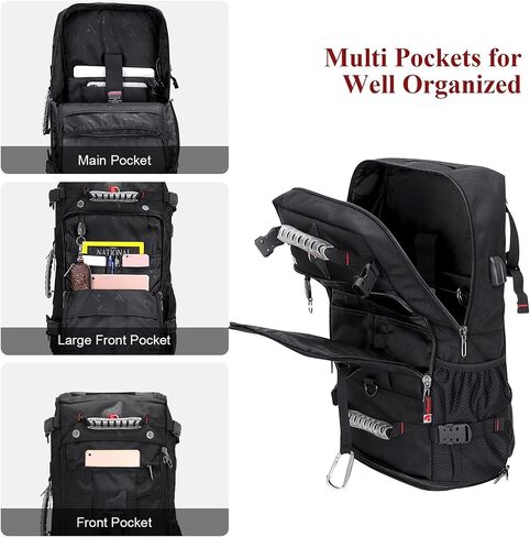 WITZMAN Travel Backpack for Men and Women Convertible Duffle Luggage Bag fit 17 Inch Laptop Carry On Bags for Airplane (B681 Black) in Saudi Arabia