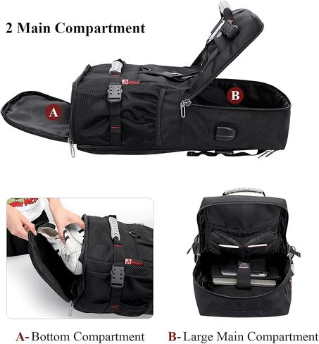 WITZMAN Travel Backpack for Men and Women Convertible Duffle Luggage Bag fit 17 Inch Laptop Carry On Bags for Airplane (B681 Black) in Saudi Arabia