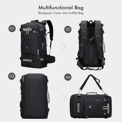 WITZMAN Travel Backpack for Men and Women Convertible Duffle Luggage Bag fit 17 Inch Laptop Carry On Bags for Airplane (B681 Black) in Saudi Arabia