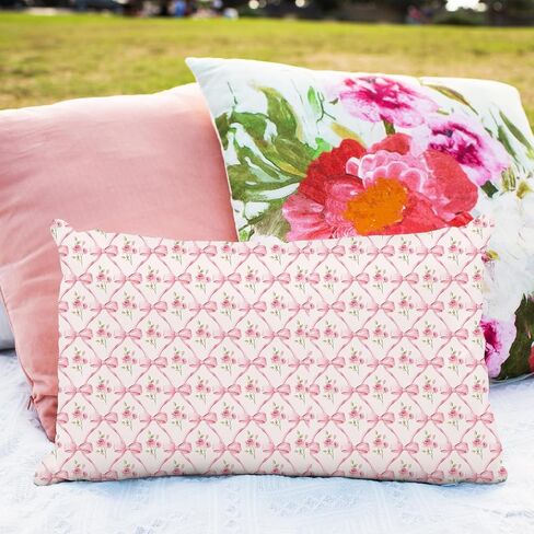 12Pcs Pink Bow Flower Cotton Fabric Bundles Vintage Rose Bowknot Fat Quarters Watercolor Sewing Fabrics for DIY Craft Party Decor, 18 x 22 Inch in Saudi Arabia