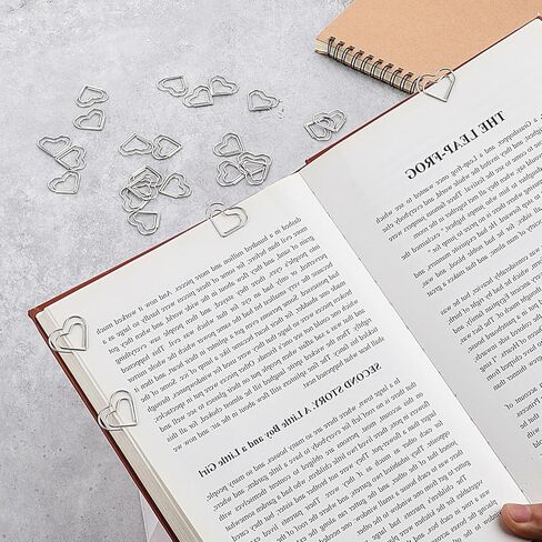 Cute Heart Paper Clips, 100 Pcs Silver Heart Shaped Paper Clips Small Fancy Decorative Paperclips for Document Note Sorting, Wedding Invitation Accessories, Office Supplies in Saudi Arabia