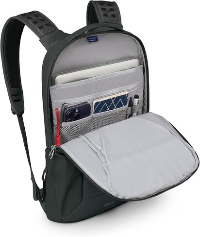 Osprey Ozone Slim Pack - حقيبة ظهر محمول خفيفة الوزن مع تعليق الهواء ، جيوب زجاجة ماء وتصميم سليم - يناسب معظم أجهزة الكمبيوتر المحمولة 16 بوصة - عنصر شخصي أو محمول متوافق ، أسود ، أسود in Saudi Arabia