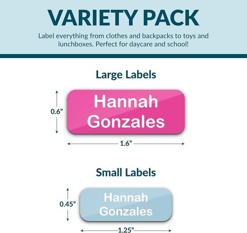 Personalized Waterproof Name Labels for Kids, Optional Packs 60, 130, 200 Labels, Custom Name Stickers for Kids' Clothing Tag, Water Bottle, Lunch Box, Customize Kid Name Label for Daycare - C3 in Kuwait
