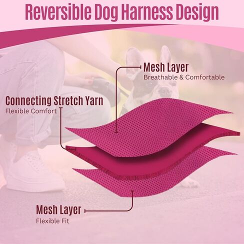 YAP Dog Performance Wrap®; Choke-Free X Small Dog Harness, Anti-Static Dog Harness with Handle for Emergency, Quick-Drying Pink Harness for Small Dogs Compatible with Universal Seat Belt in Saudi Arabia