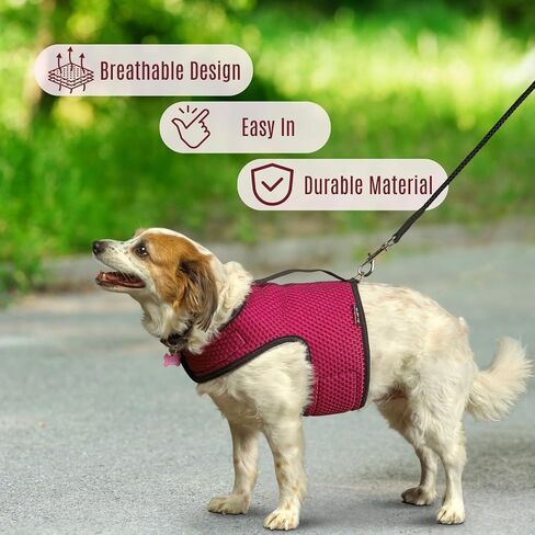YAP Dog Performance Wrap®; Choke-Free X Small Dog Harness, Anti-Static Dog Harness with Handle for Emergency, Quick-Drying Pink Harness for Small Dogs Compatible with Universal Seat Belt in Saudi Arabia