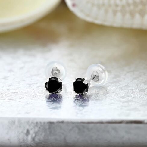 Gem Stone King 14K White Gold Green Nano Emerald Stud Earrings For Women (0.60 Cttw, Gemstone May Birthstone, Round 4MM) in Saudi Arabia