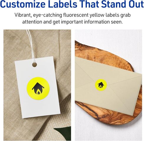 Avery Printable Round Labels, Sure Feed Technology, 1/2" Diameter, Neon Yellow Labels, Print-to-The-Edge, Laser/Inkjet, 1,540 Total, Great for Price Stickers and Mailing Seals in Saudi Arabia