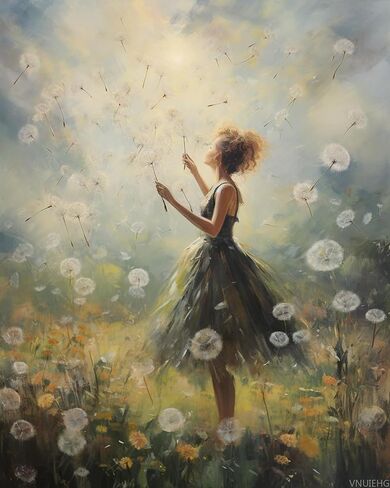VNUIEHG Paint by Numbers, Dandelion Meadow Dandelion Dance, Adult Crafts Adult Paint by Number Kits, Arts Crafts for Home Decor(No Frame, 40x50cm) in Saudi Arabia