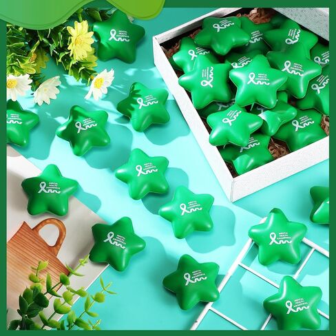 100 Pcs Mental Health Awareness Items Mini Star Stress Ball Green Awareness Foam Toys for Adults Mental Health Gifts Anxiety Stress Relief Toys for Fundraiser Gifts Supporting Minds in Saudi Arabia