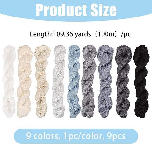 FreeBloss 9 PCS Sashiko Thread Sashiko Skein 100 M*9 ألوان (موضوع رمادي) Theregery Thread Thread اليابانية خياطة اللحف والتطريز Sashiko Kit Supplies Sewing Thread in Saudi Arabia
