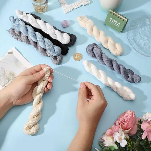 FreeBloss 9 PCS Sashiko Thread Sashiko Skein 100 M*9 ألوان (موضوع رمادي) Theregery Thread Thread اليابانية خياطة اللحف والتطريز Sashiko Kit Supplies Sewing Thread in Saudi Arabia