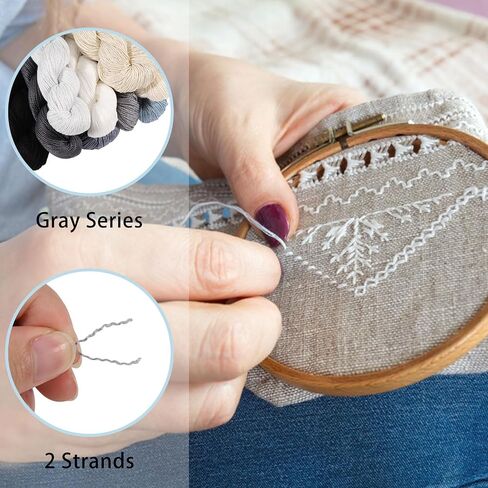FreeBloss 9 PCS Sashiko Thread Sashiko Skein 100 M*9 ألوان (موضوع رمادي) Theregery Thread Thread اليابانية خياطة اللحف والتطريز Sashiko Kit Supplies Sewing Thread in Saudi Arabia