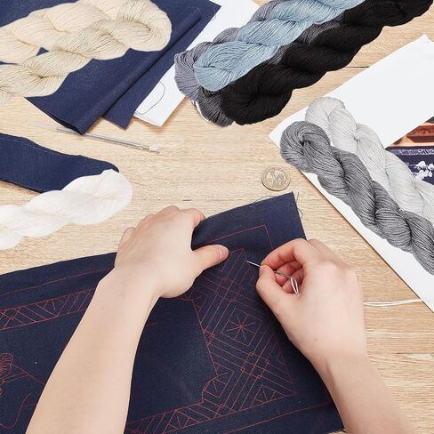 FreeBloss 9 PCS Sashiko Thread Sashiko Skein 100 M*9 ألوان (موضوع رمادي) Theregery Thread Thread اليابانية خياطة اللحف والتطريز Sashiko Kit Supplies Sewing Thread in Saudi Arabia