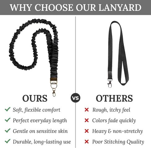 Scrunchie Lanyard Teacher مع بطاقة حامل الهوية ، Scrunchie Lanyard Stepressy للسيدات ، حبلات لطيفة من شارات الهوية ، مفاتيح ، محافظ ، حامل في سلسلة المفاتيح القابلة للسحب ، هدايا المعلمين (أسود) in Kuwait