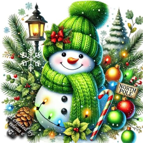 مجموعات الطلاء في عيد الميلاد الماس للبالغين-5D مجموعات فن الماس للبالغين المبتدئين ، DIY Snowman Cloy Drill Diamond Dots with Diamonds Picture Gem Art Form in Kuwait