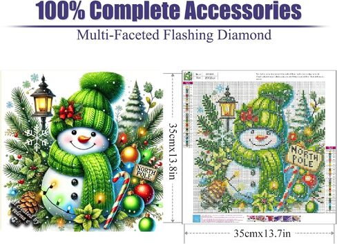 مجموعات الطلاء في عيد الميلاد الماس للبالغين-5D مجموعات فن الماس للبالغين المبتدئين ، DIY Snowman Cloy Drill Diamond Dots with Diamonds Picture Gem Art Form in Kuwait