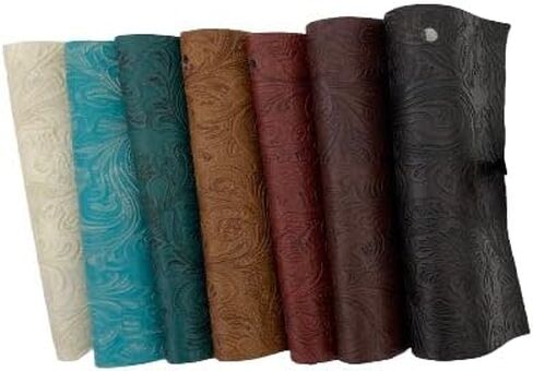 Turquoise Blue Western Floral PU Faux Leather Vinyl Fabric - Sold by The Yard - 56" in Saudi Arabia