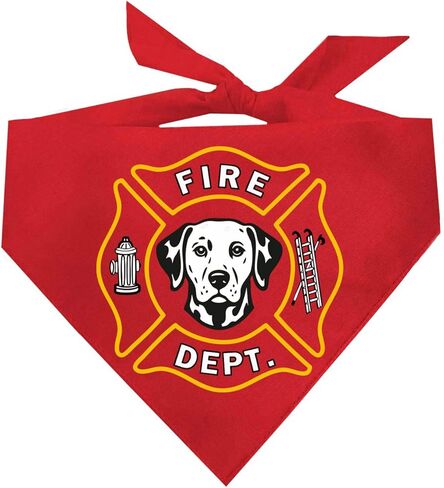 رجال الإطفاء K9 FIRE DOG DOG BANDANA | 100 ٪ مثلث القطن القابل للتعديل | صنع في الولايات المتحدة | Firehouse | فرقة الإنقاذ | زي الهالوين | المستجيب الأول | dalmation | الأحمر ، حجم واحد (1380) in Saudi Arabia