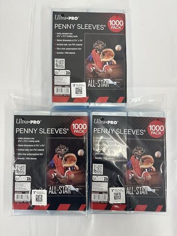 أكمام Ultra Pro Penny ، أكمام بطاقة تداول واضحة ، الحجم القياسي 2.5 × 3.5 بوصة ، 1000 حزمة العد ، حزمة 3 حزمة in Saudi Arabia