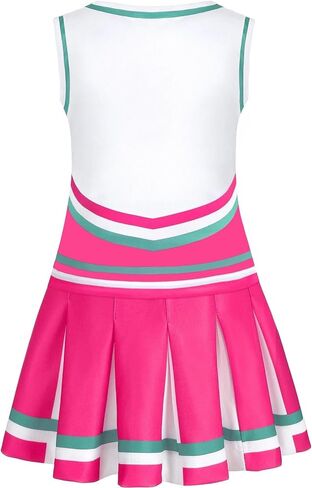 Cheerleader Costume for Girls Cheerleading Outfit with Pom Poms Halloween Party Dress Up in Kuwait