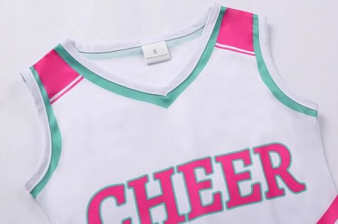 Cheerleader Costume for Girls Cheerleading Outfit with Pom Poms Halloween Party Dress Up in Kuwait