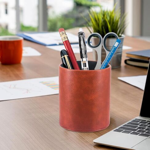 حامل القلم PU Pency Desk Desk Stand للمدرسة/المكتب/المنزل (أسود) in Kuwait
