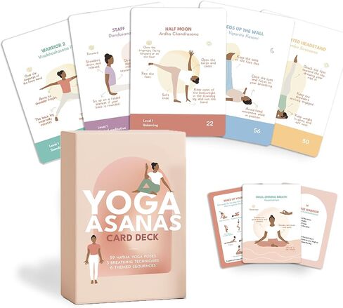 yoga asanas card deck - 70 premium stibrated struction with hatha yoga pass + sequences & pranayama. مع الفوائد وإشارات التدريس - بطاقات فلاش للمبتدئين والمدرسين والممارسة المنزلية in Saudi Arabia