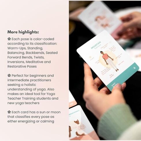 yoga asanas card deck - 70 premium stibrated struction with hatha yoga pass + sequences & pranayama. مع الفوائد وإشارات التدريس - بطاقات فلاش للمبتدئين والمدرسين والممارسة المنزلية in Saudi Arabia