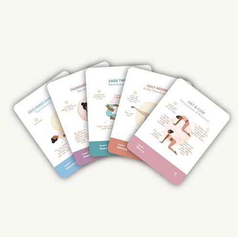 yoga asanas card deck - 70 premium stibrated struction with hatha yoga pass + sequences & pranayama. مع الفوائد وإشارات التدريس - بطاقات فلاش للمبتدئين والمدرسين والممارسة المنزلية in Saudi Arabia