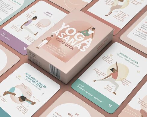 yoga asanas card deck - 70 premium stibrated struction with hatha yoga pass + sequences & pranayama. مع الفوائد وإشارات التدريس - بطاقات فلاش للمبتدئين والمدرسين والممارسة المنزلية in Saudi Arabia