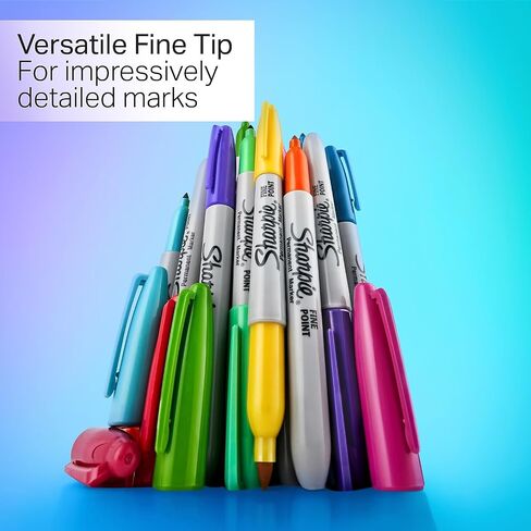 Sharpie Glam Pop Permanent Markers, Fine Tip, Assorted, 12/Pack (2185226) in Saudi Arabia