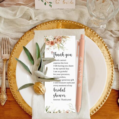 Marspark 30 Sets Bridal Shower Favors for Guests Wedding Pens Bulk with Thank You Cards Bridal Shower Retractable Ballpoint Pen for Wedding Souvenirs Table Gifts Game Prizes (Wildflowers) in Saudi Arabia