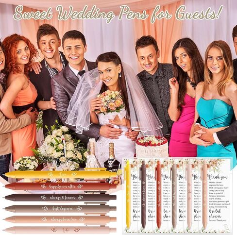 Marspark 30 Sets Bridal Shower Favors for Guests Wedding Pens Bulk with Thank You Cards Bridal Shower Retractable Ballpoint Pen for Wedding Souvenirs Table Gifts Game Prizes (Wildflowers) in Saudi Arabia