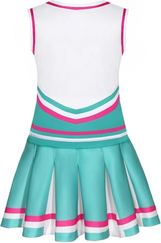 Cheerleader Costume for Girls Cheerleading Outfit with Pom Poms Halloween Party Dress Up in Kuwait