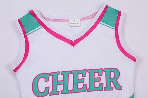 Cheerleader Costume for Girls Cheerleading Outfit with Pom Poms Halloween Party Dress Up in Kuwait