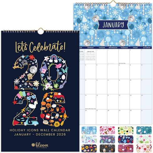 bloom daily planners 2026 Calendar Year Monthly Hanging Wall Calendar (January through December 2026) - Large 11" x 17" - Seasonal in Saudi Arabia