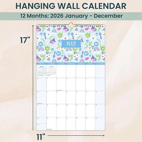 bloom daily planners 2026 Calendar Year Monthly Hanging Wall Calendar (January through December 2026) - Large 11" x 17" - Seasonal in Saudi Arabia