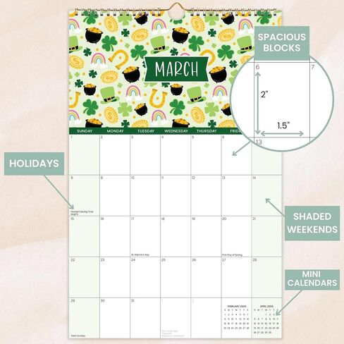 bloom daily planners 2026 Calendar Year Monthly Hanging Wall Calendar (January through December 2026) - Large 11" x 17" - Seasonal in Saudi Arabia