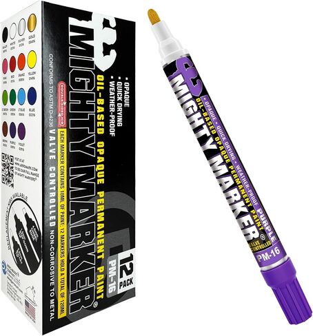 PM-16 Paint Marker, Oil Based, Permanent, Quick Drying, 2.3mm Bullet Tip, Industrial Paint Pen for Contractors and Welders, Yellow 12 Box in Kuwait
