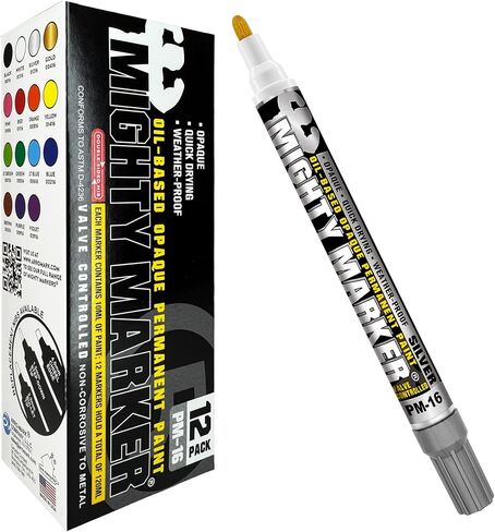 PM-16 Paint Marker, Oil Based, Permanent, Quick Drying, 2.3mm Bullet Tip, Industrial Paint Pen for Contractors and Welders, Yellow 12 Box in Kuwait