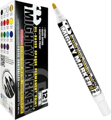 PM-16 Paint Marker, Oil Based, Permanent, Quick Drying, 2.3mm Bullet Tip, Industrial Paint Pen for Contractors and Welders, Yellow 12 Box in Kuwait
