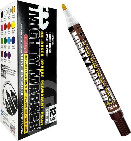 PM-16 Paint Marker, Oil Based, Permanent, Quick Drying, 2.3mm Bullet Tip, Industrial Paint Pen for Contractors and Welders, Yellow 12 Box in Kuwait